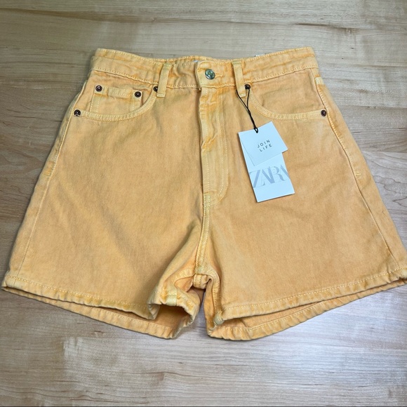 Zara Pants - ZARA NWT orange denim hi-rise shorts size 6